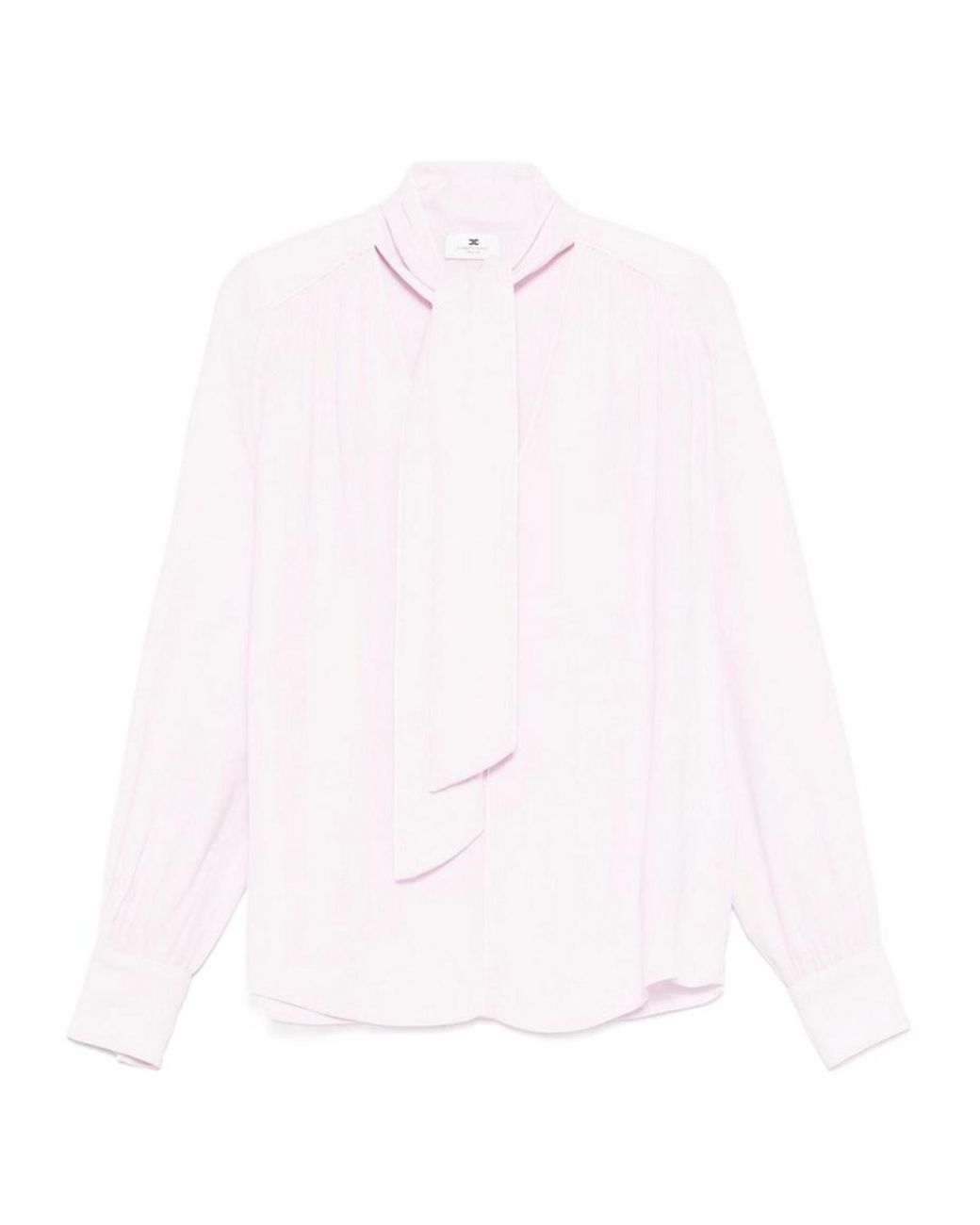 Elisabetta Franchi White Piping Tie-Neck Georgette Blouse