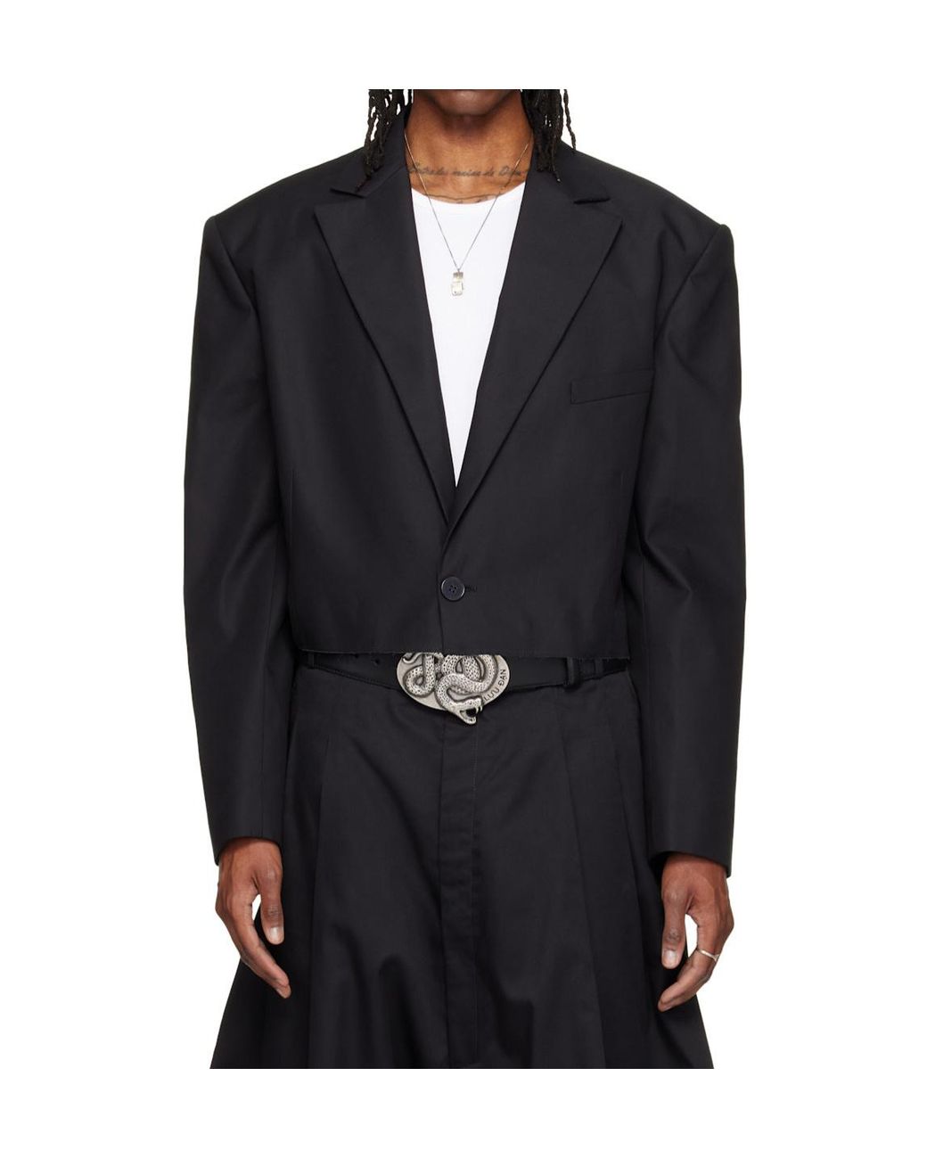 Lu'u Dan Black Slashed Long-Sleeved Blazer for men