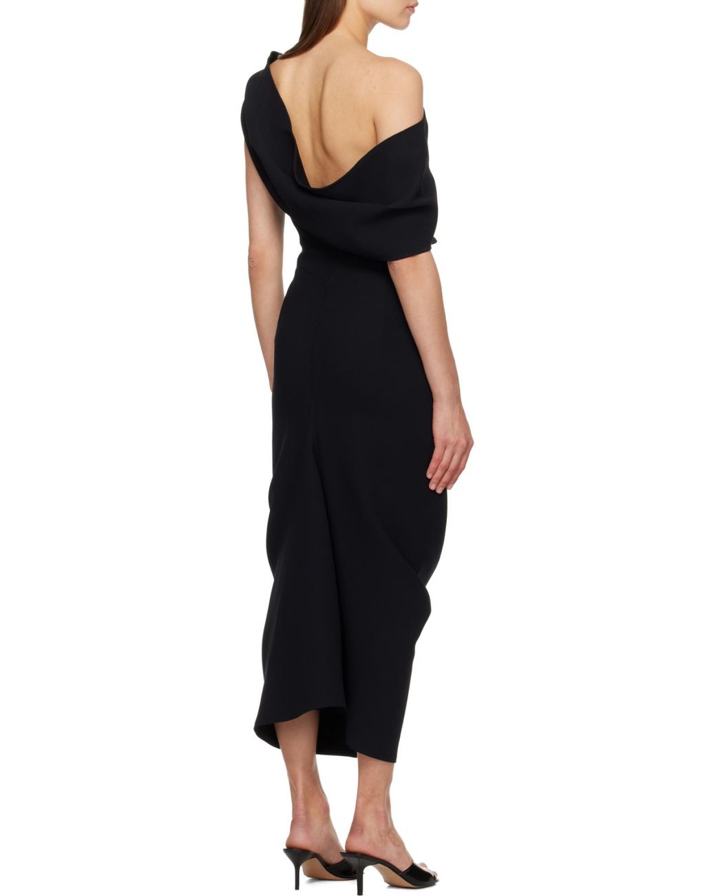 Jacquemus Black Draped One-Shoulder Dress