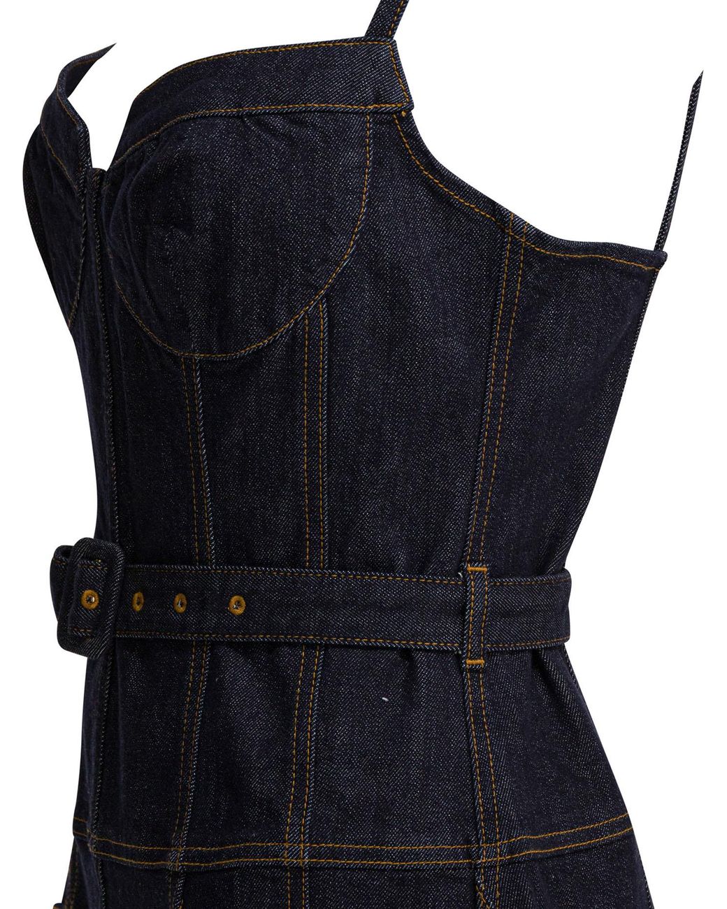 Self-Portrait Blue Denim Flared Midi Dress
