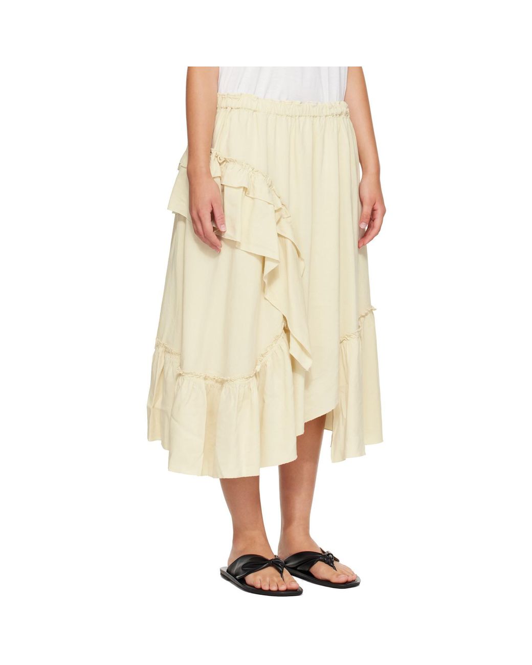 YMC Natural Draped Midi Skirt