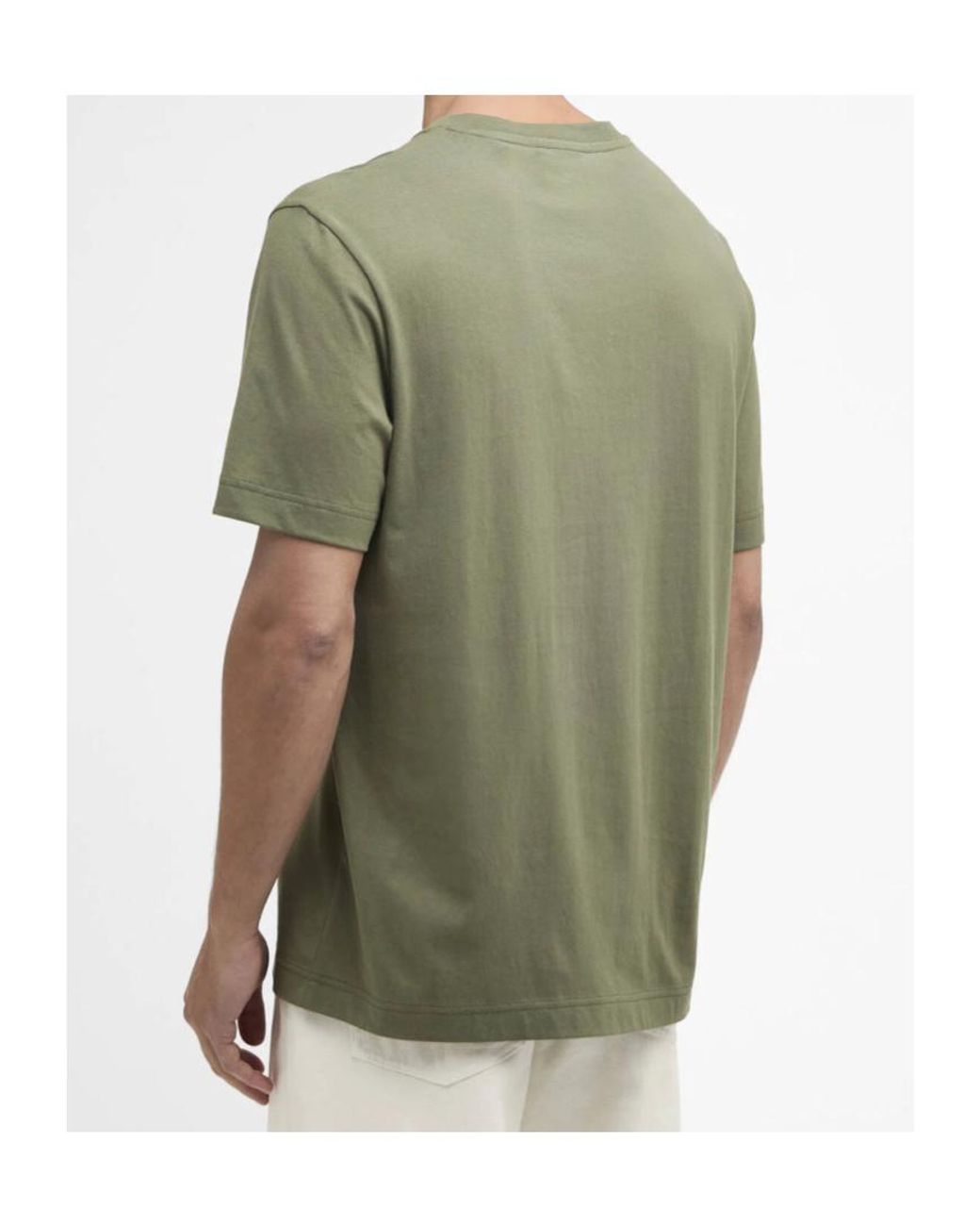Barbour Green Motorcycle Printed Crewneck T-Shirt for men
