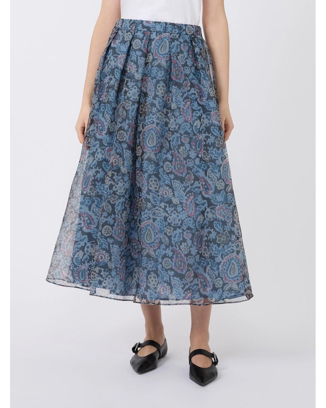 Weekend by Maxmara Blue Paisley-Print Skirt