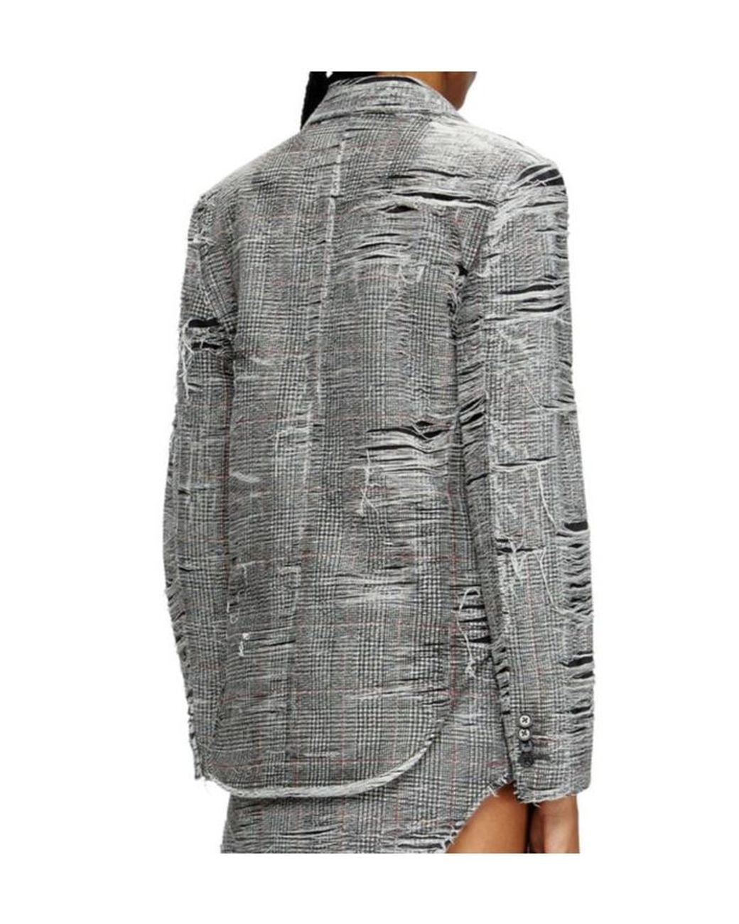 DIESEL Gray De-Phonix-Fsg Distressed Blazer