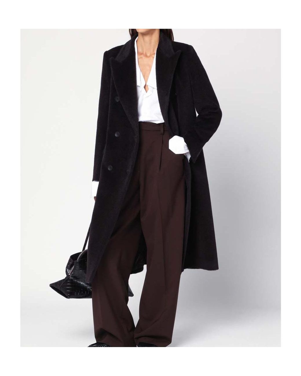 Tagliatore Black Double-Breasted Belted Coat