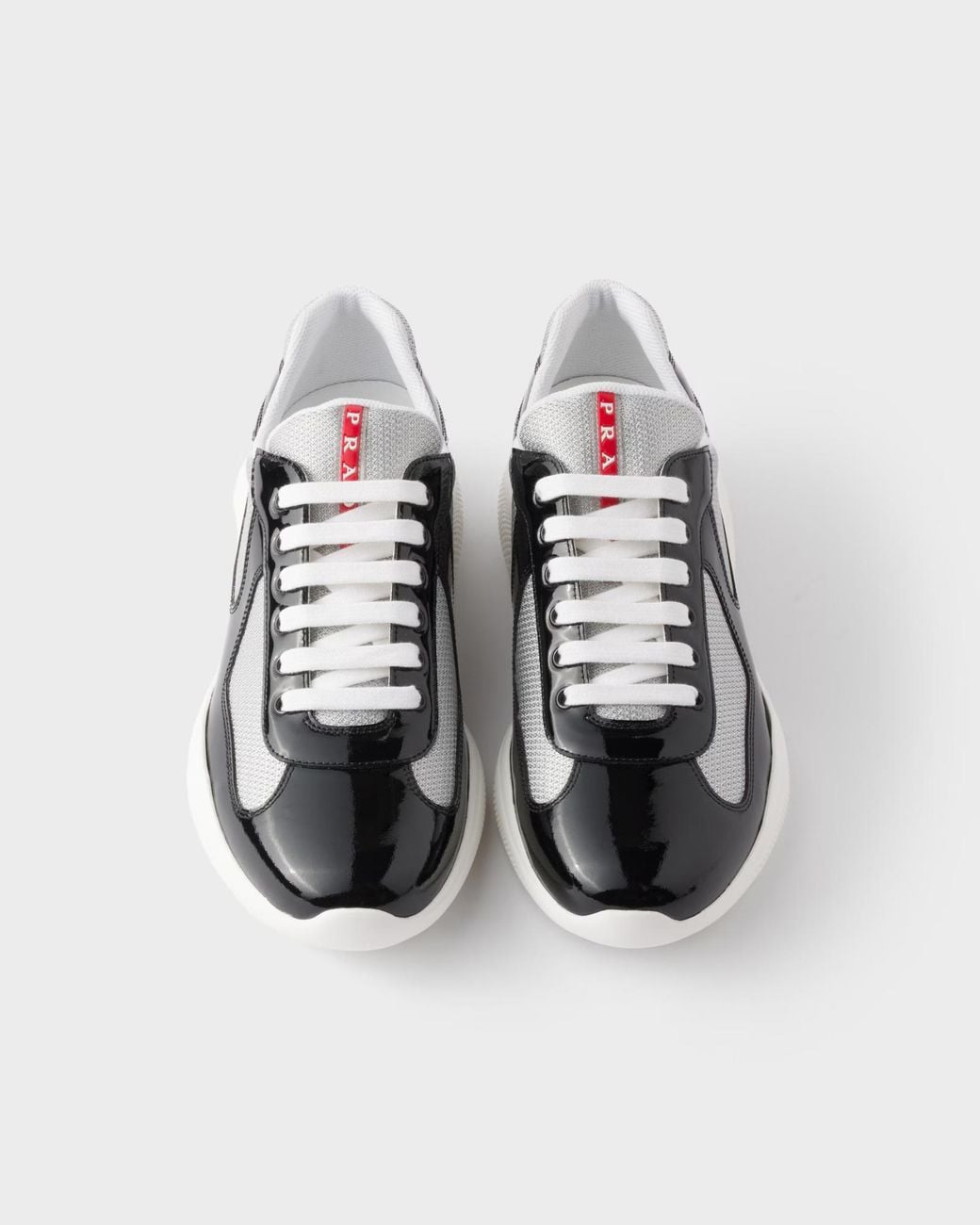 Prada Black Patent Leather And Technical Fabric America's Cup Sneakers for men