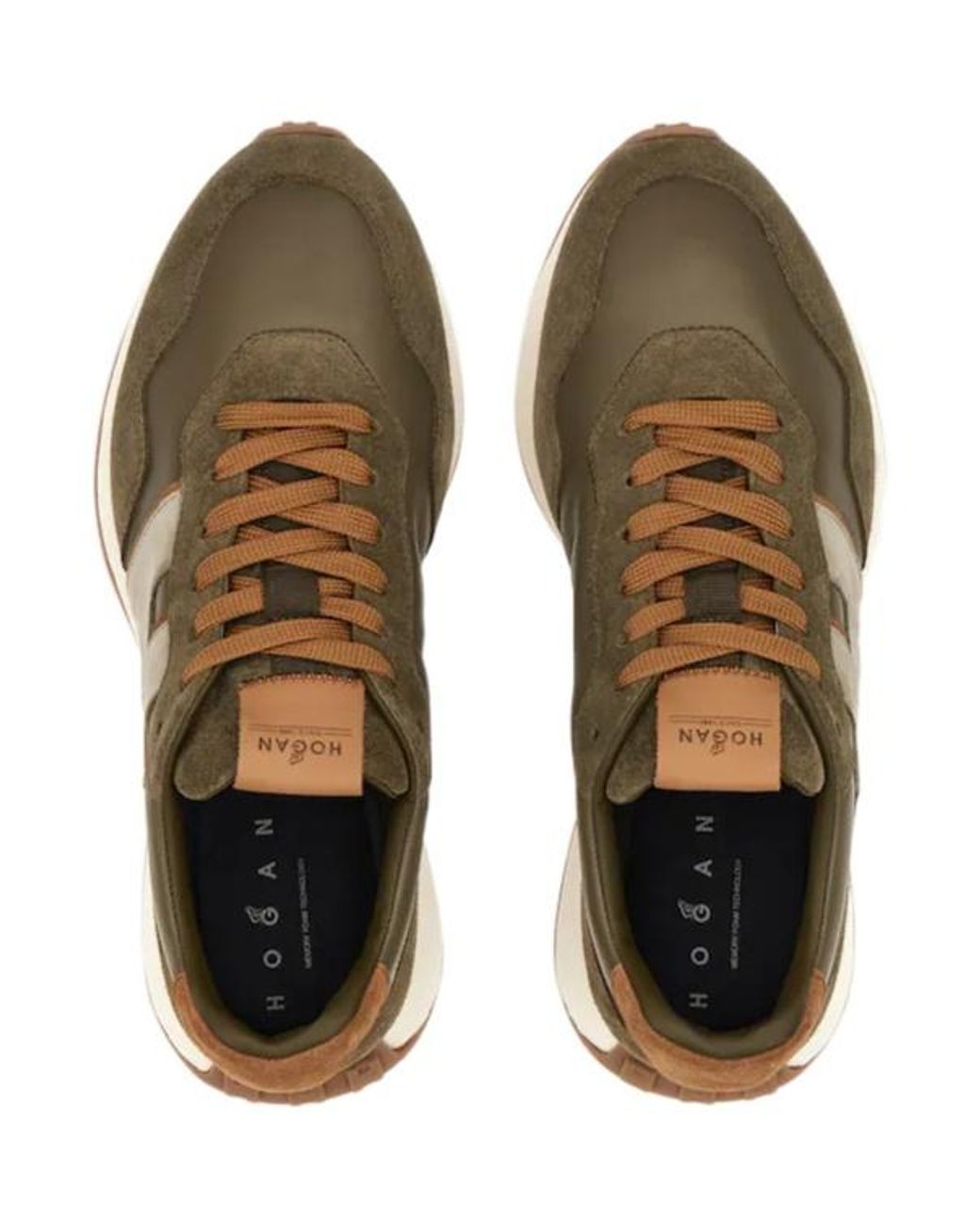 Hogan Brown H601 Appliqué-Detail Panelled Sneakers for men