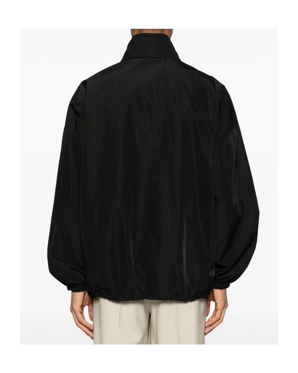 Saint Laurent Black Logo Embroidered Zip-Up Jacket for men