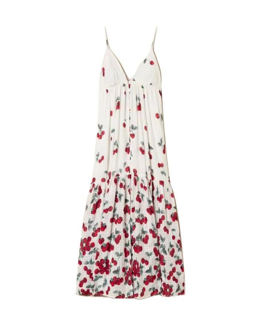Twinset White Cherry Print Maxi Dress