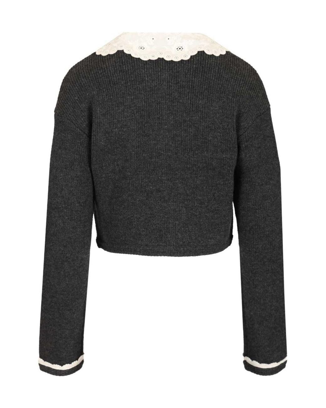 Self-Portrait Black Lace-Collar Button Cardigan