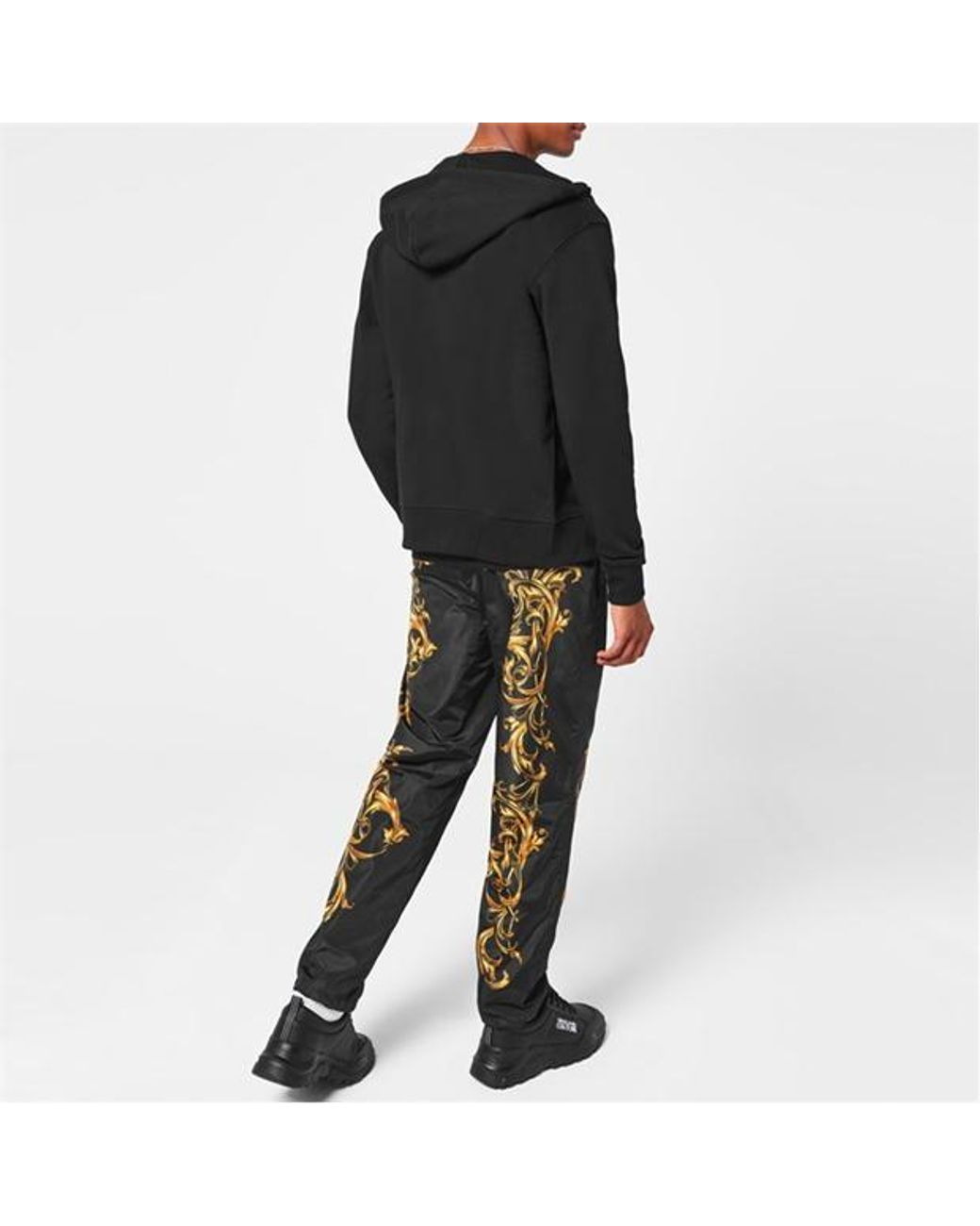 Versace Jeans Black Zippered Hooded Sweatshirt for men