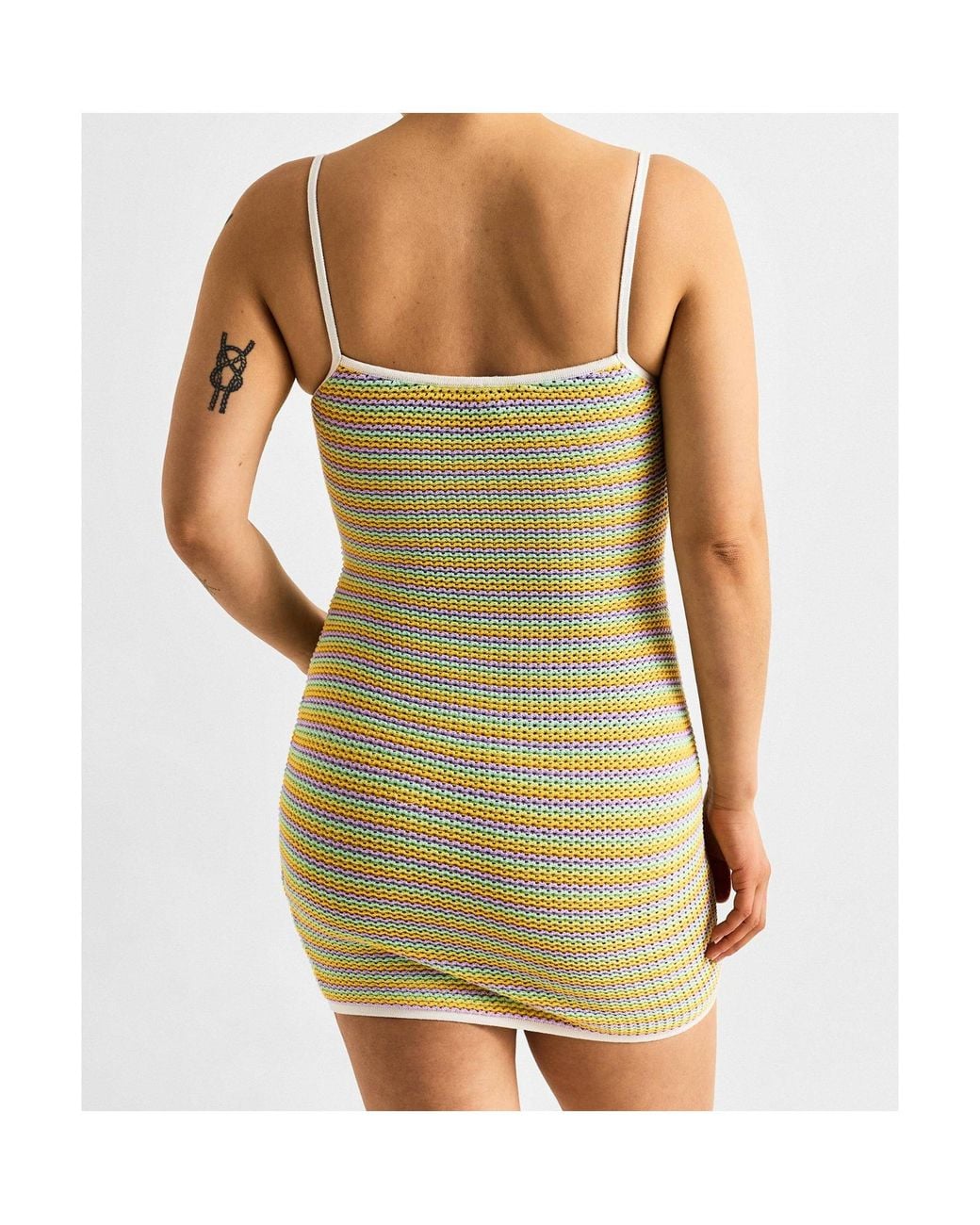 Casablanca Yellow Crochet Mini Dress