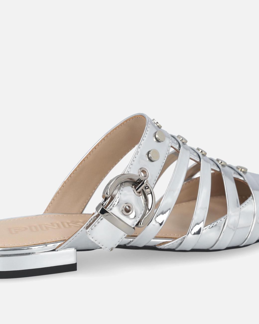 Pinko White Leather Mules