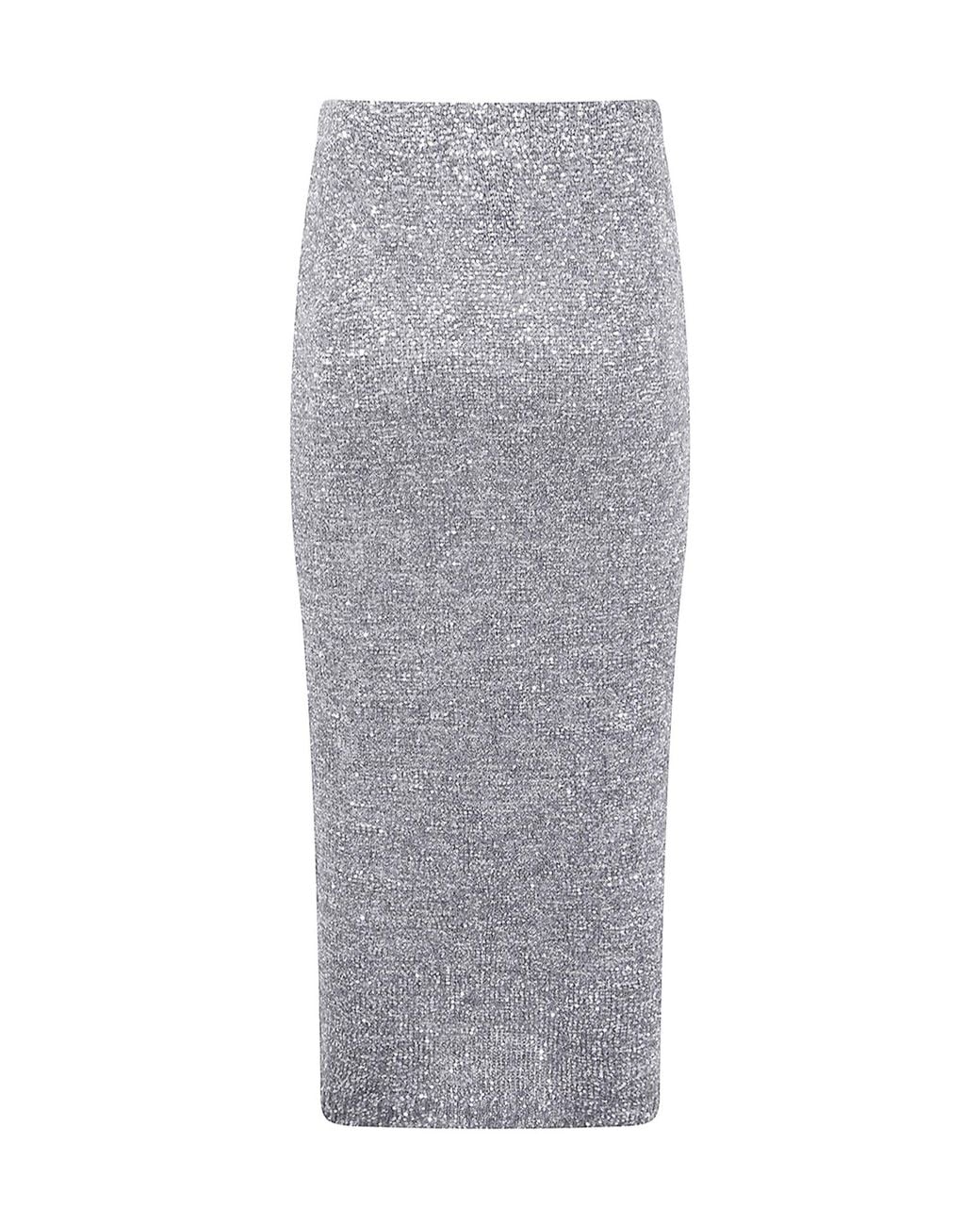 D.exterior Gray Sequined Straight Skirt