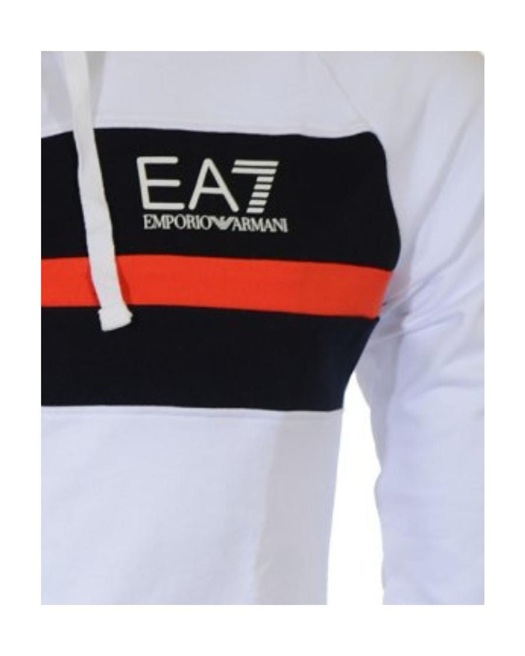 EA7 White Logo Printed Hooded Casual Jacket for men