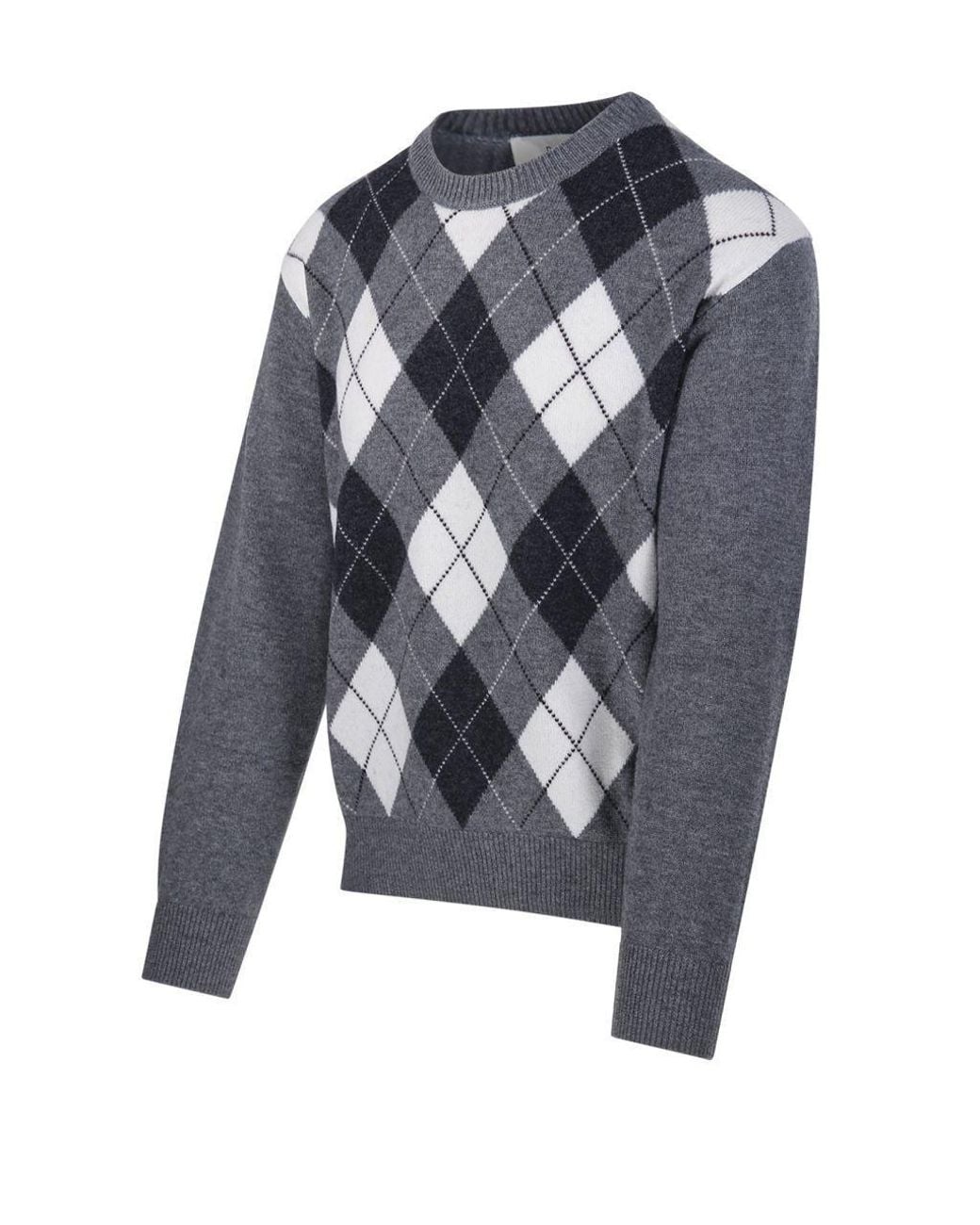 DUNST Blue Argyle Crew Neck Knitted Sweater for men