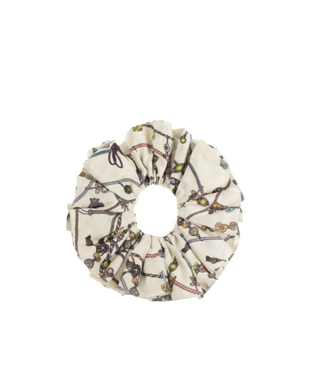Versace White Hangin Out Printed Hair Scrunchie