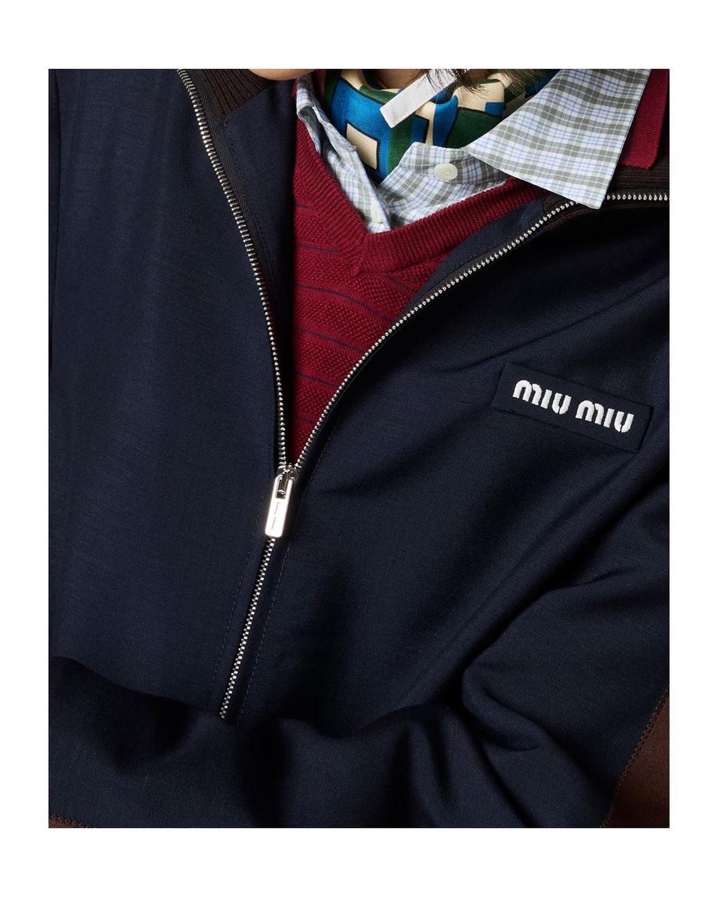 Miu Miu Blue Mohair-Virgin Wool Blouson Jacket
