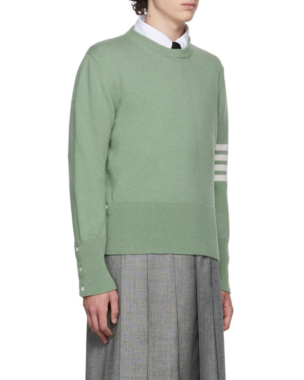 Thom Browne Green Bar Stripe Cardigan for men