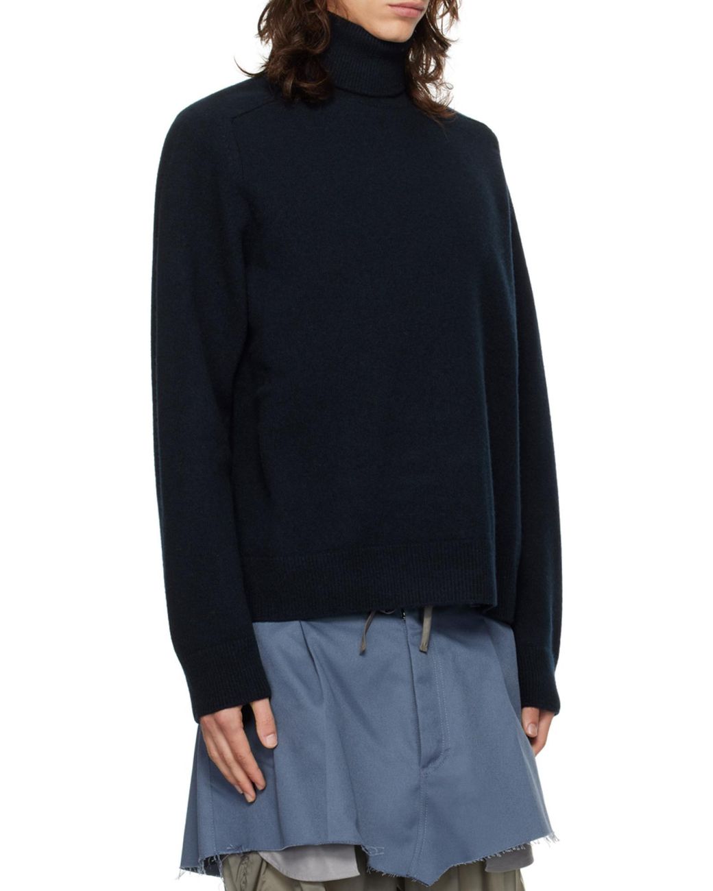 Maison Margiela Blue Roll-Neck Knitted Jumper for men