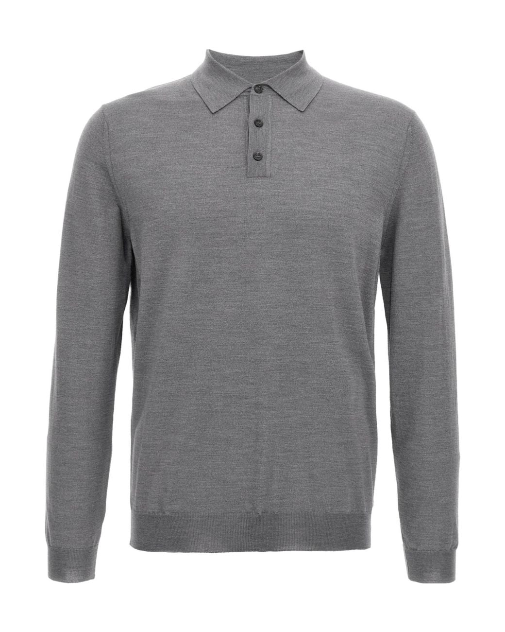 Zanone Gray Flexwool Long-Sleeve Polo Shirt for men