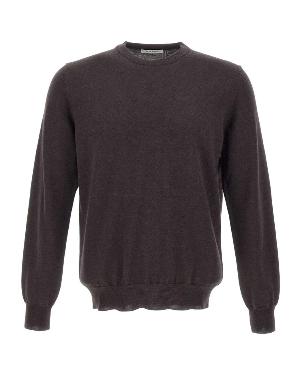 Kangra Cashmere Gray Kangra Crew-Neck Ribbed-Trim Sweater for men