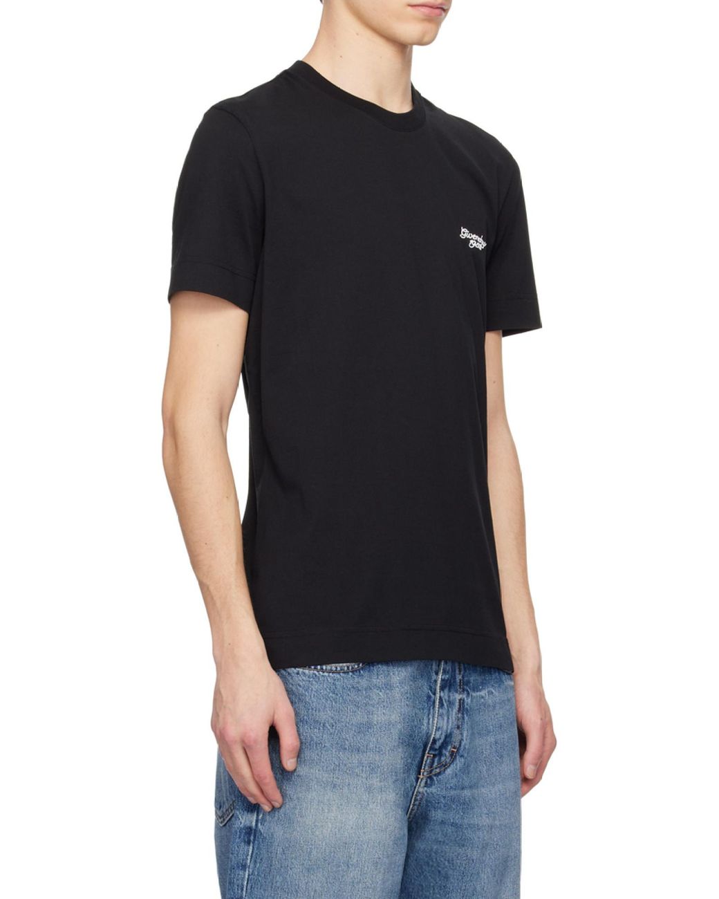 Givenchy Black 4G Embroidered Crewneck T-Shirt for men