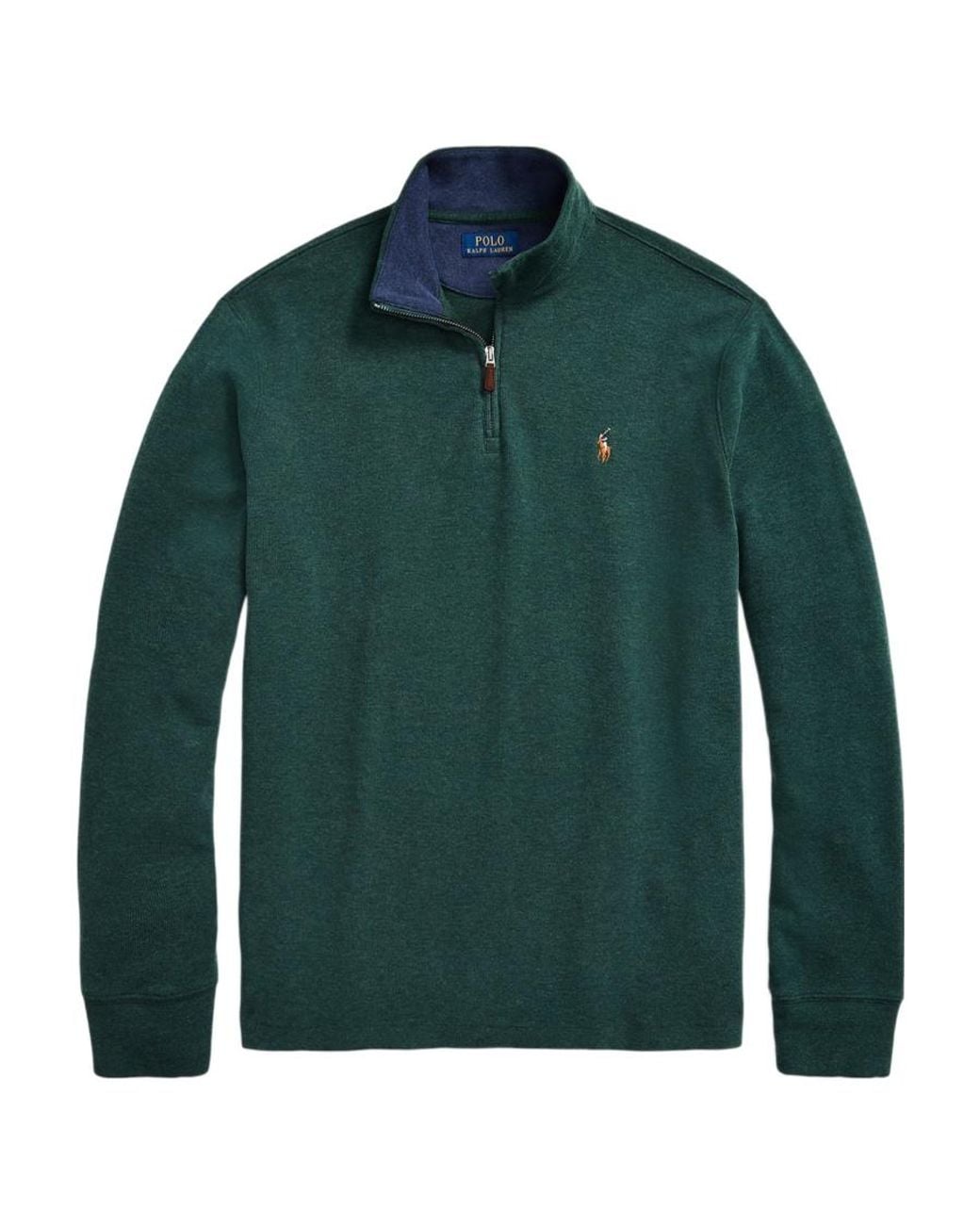 Polo Ralph Lauren Green Long-Sleeved Stand-Up Collar Pullover for men