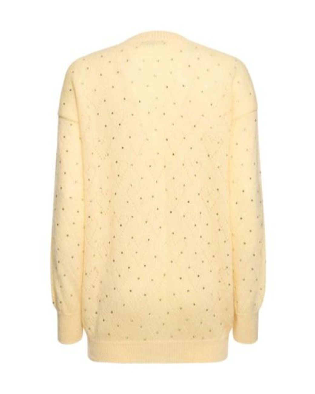 Alessandra Rich Natural Crystal Decorated Knitted Cardigan