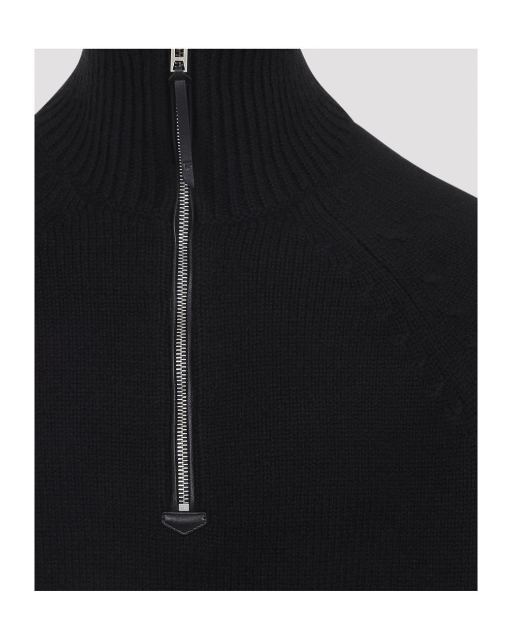 Tom Ford Black Half Zip Knitted Sweater for men