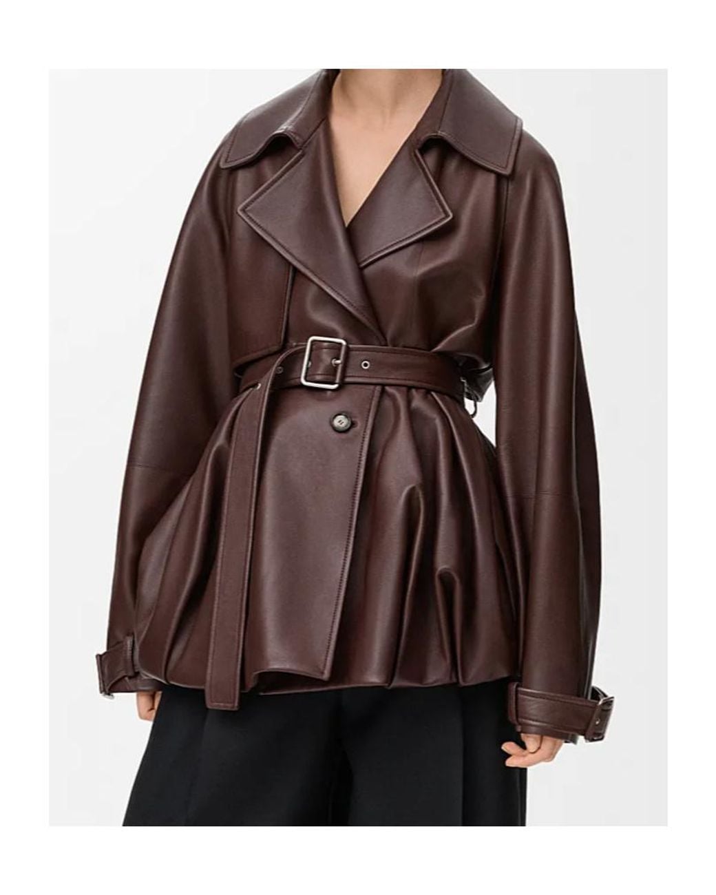 Loewe Brown Balloon Leather Jacket