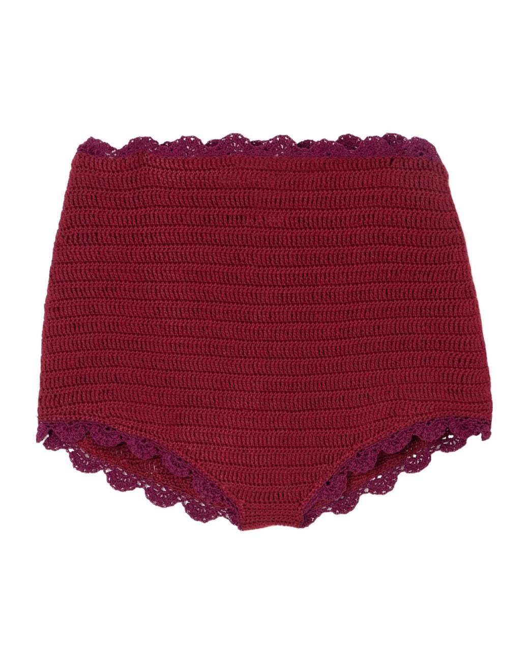 Magda Butrym Red Scalloped Crocheted Cotton Shorts