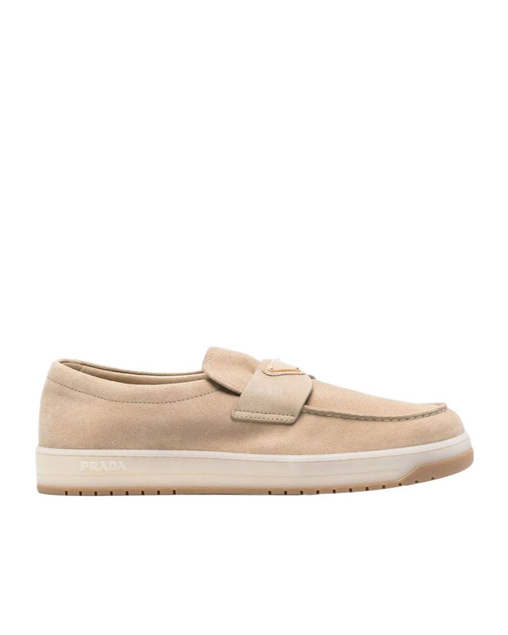 Prada Natural Triangle Logo Loafers for men