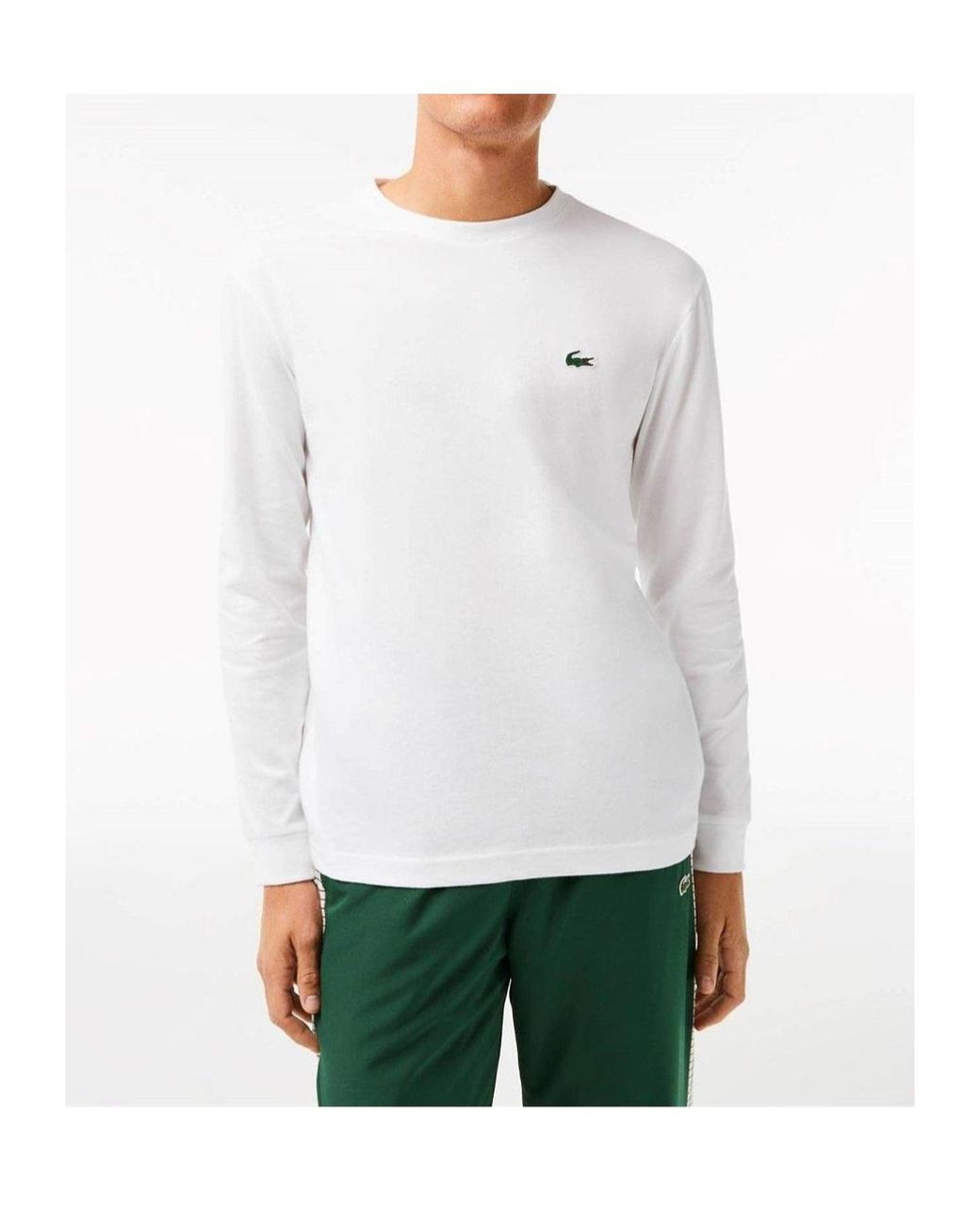 Lacoste White Crew Neck Long Sleeve Top for men