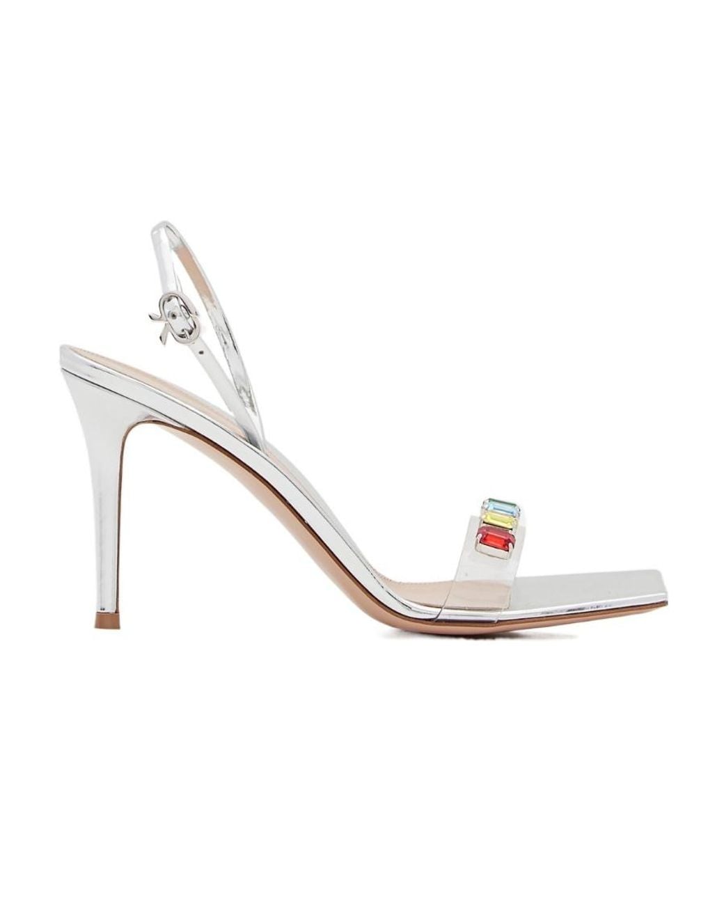 Gianvito Rossi Metallic Ribbon Square Toe Embellished Sandals
