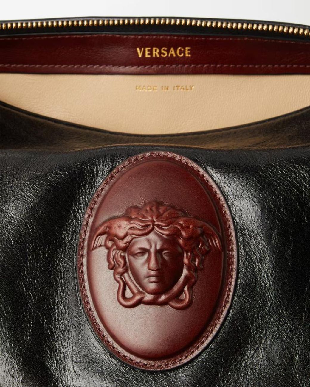 Versace Black Romy Logo Patch Tote Bag
