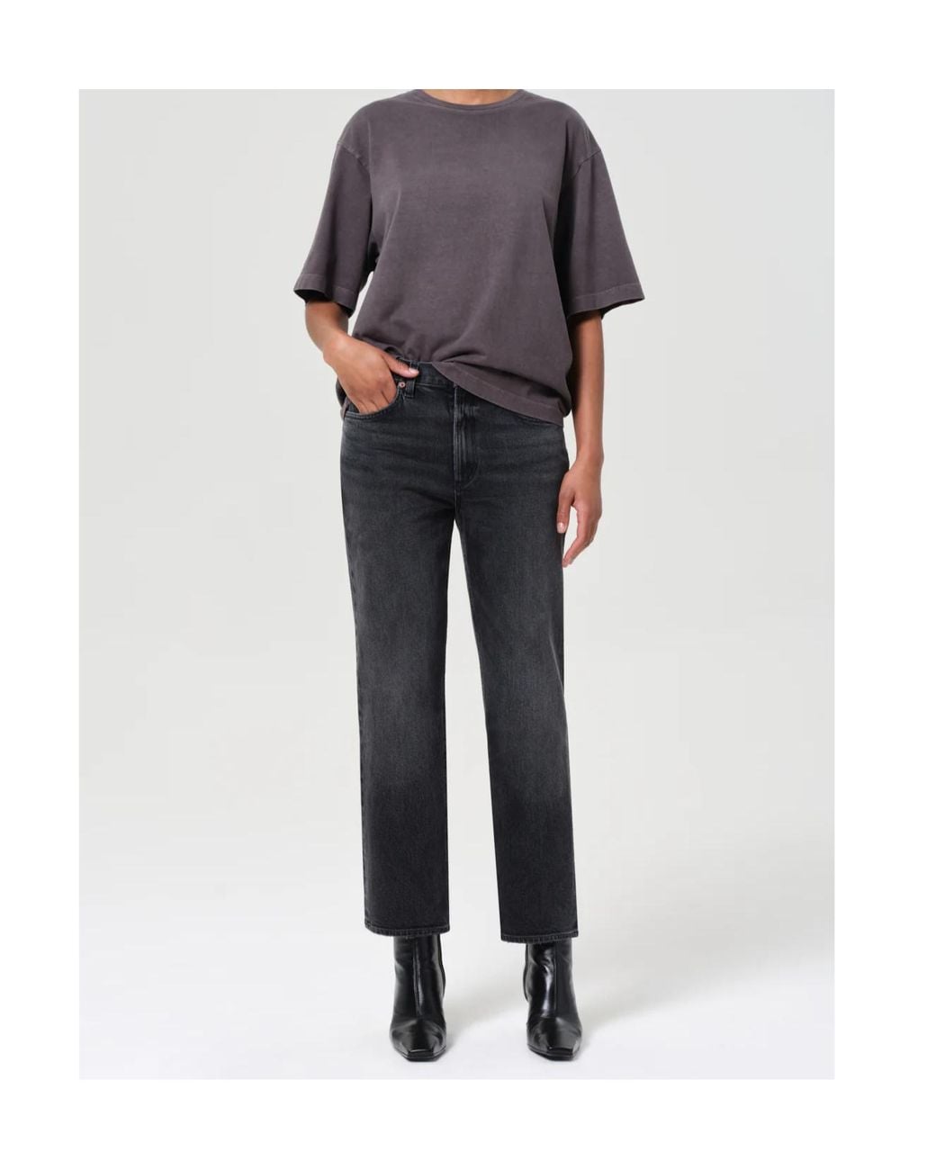 Agolde Gray Straight-Leg Jeans
