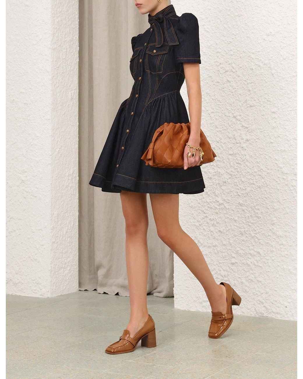 Zimmermann Black Buttoned Denim Shirt Dress