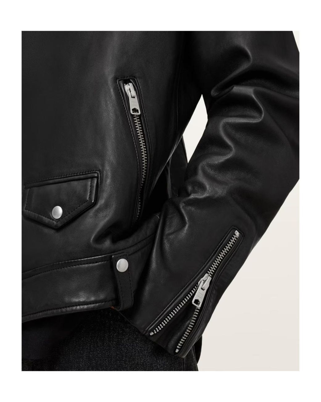 AllSaints Black Classic Biker Jacket for men