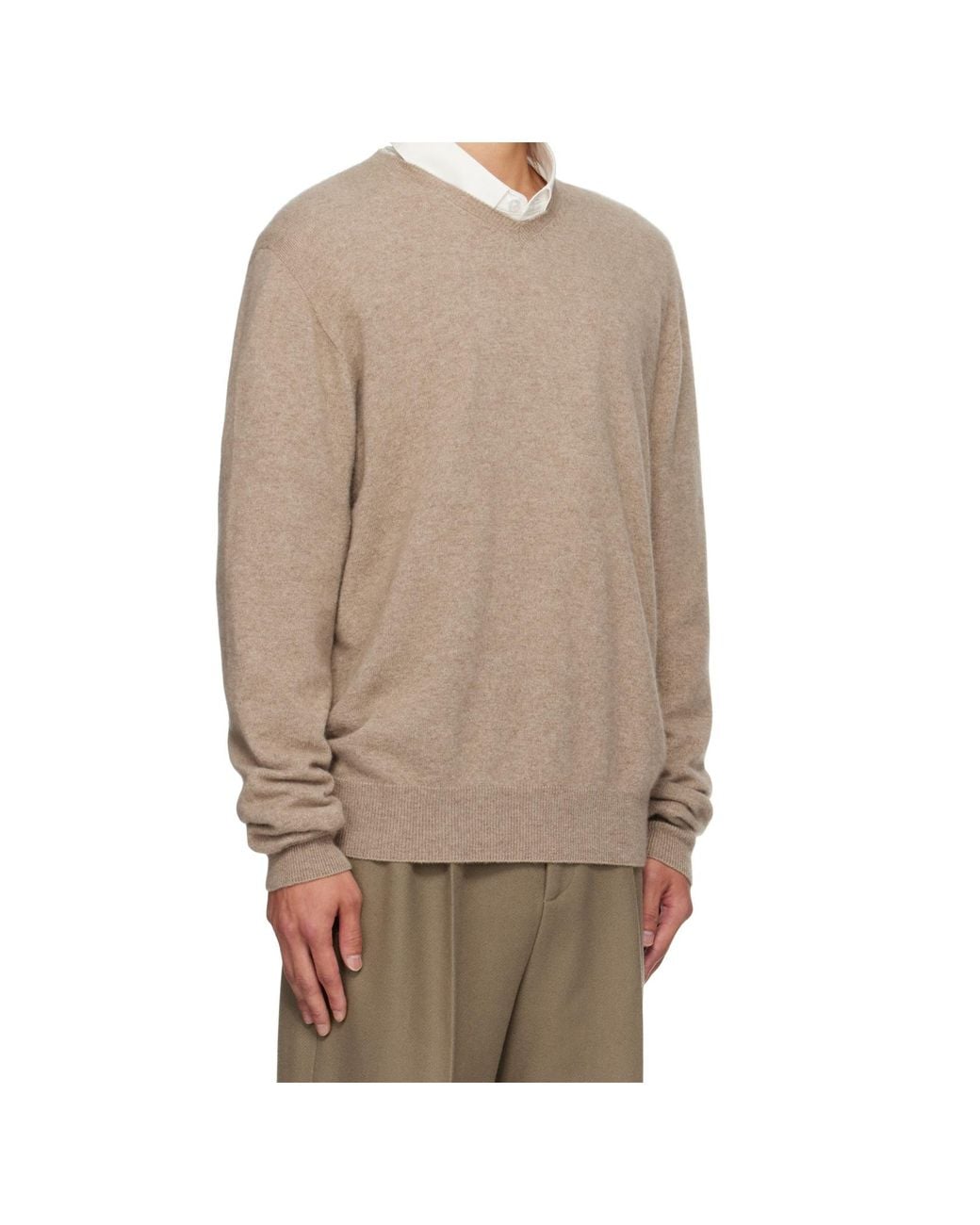 The Row Natural Rod V-Neck Knitted Jumper for men