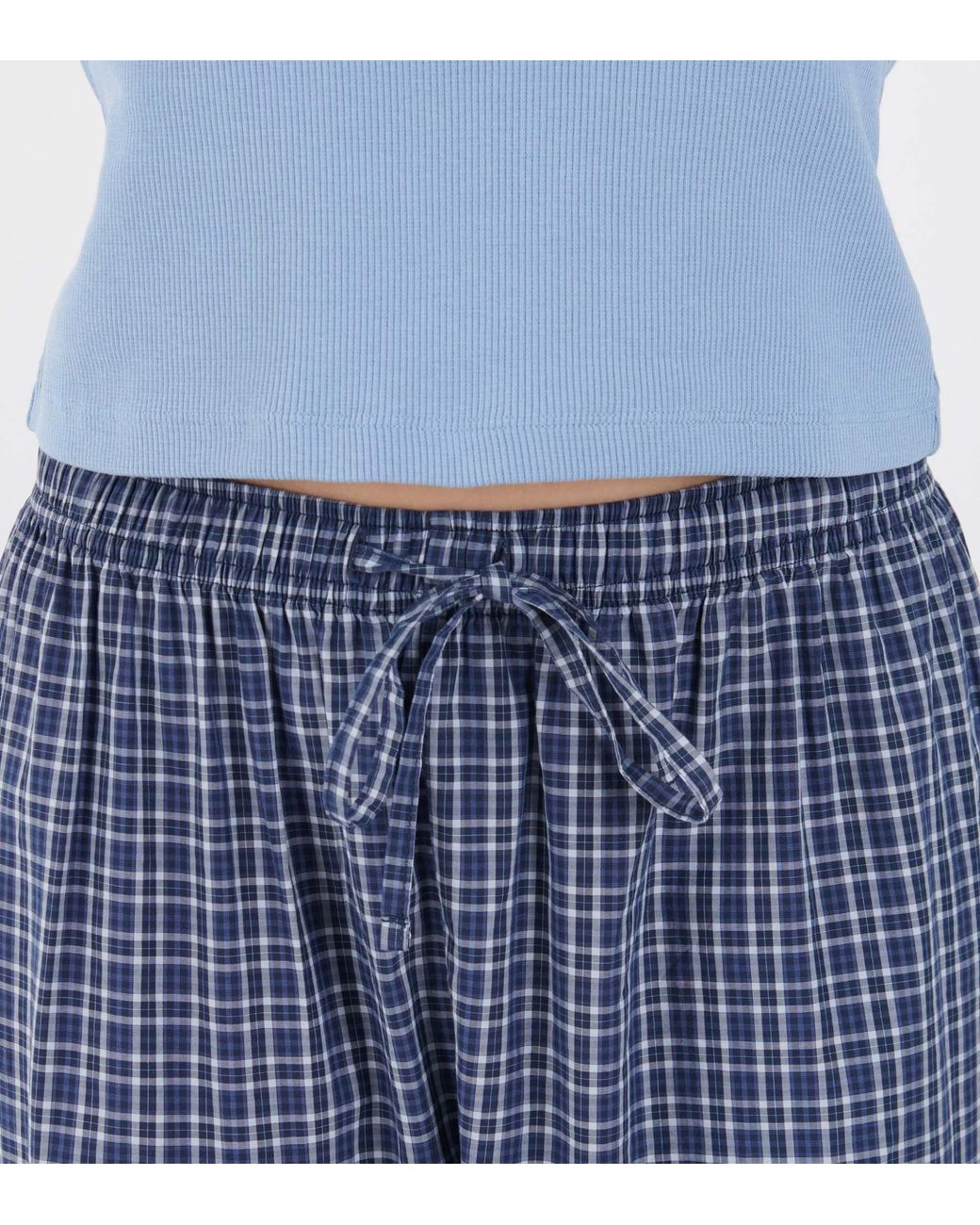 Tekla Blue Plaid Pajama Pants