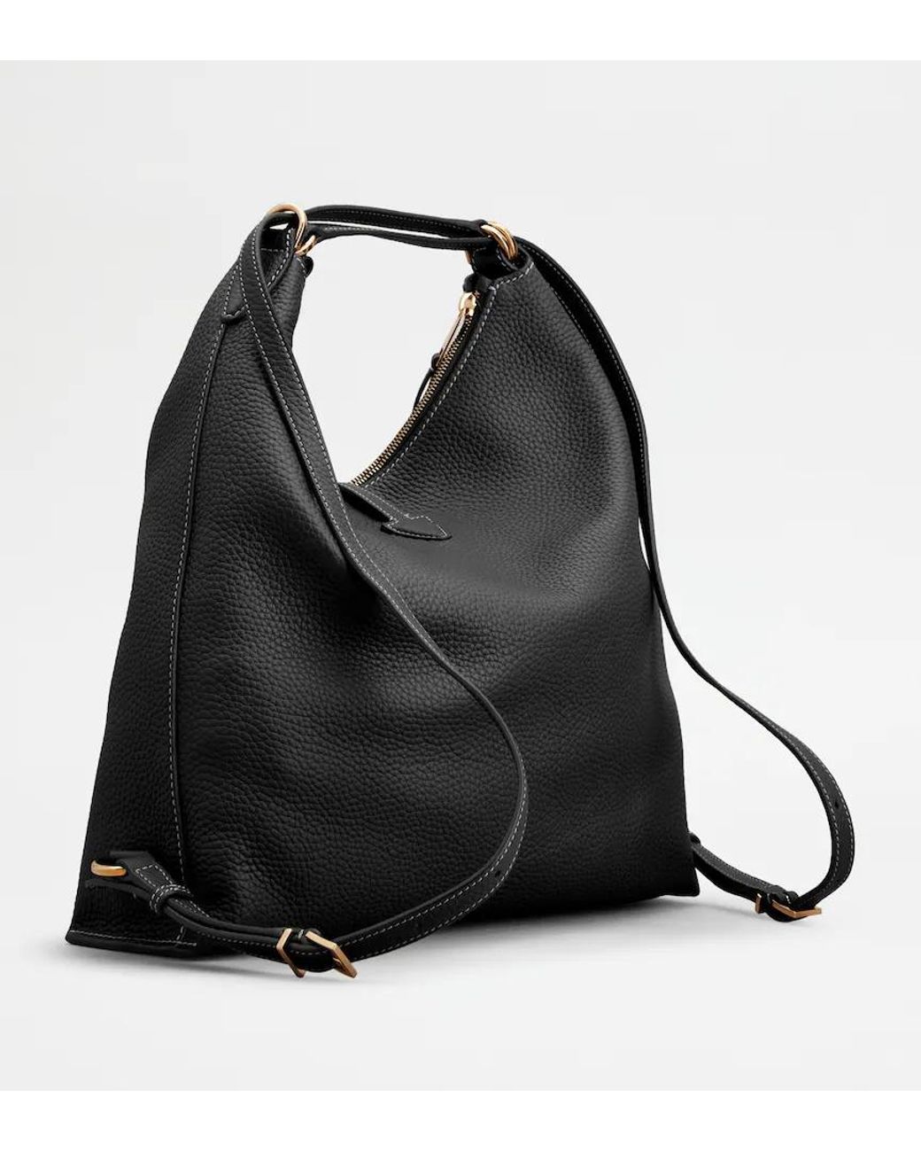 Tod's Black T Logo Hobo Shoulder Bag