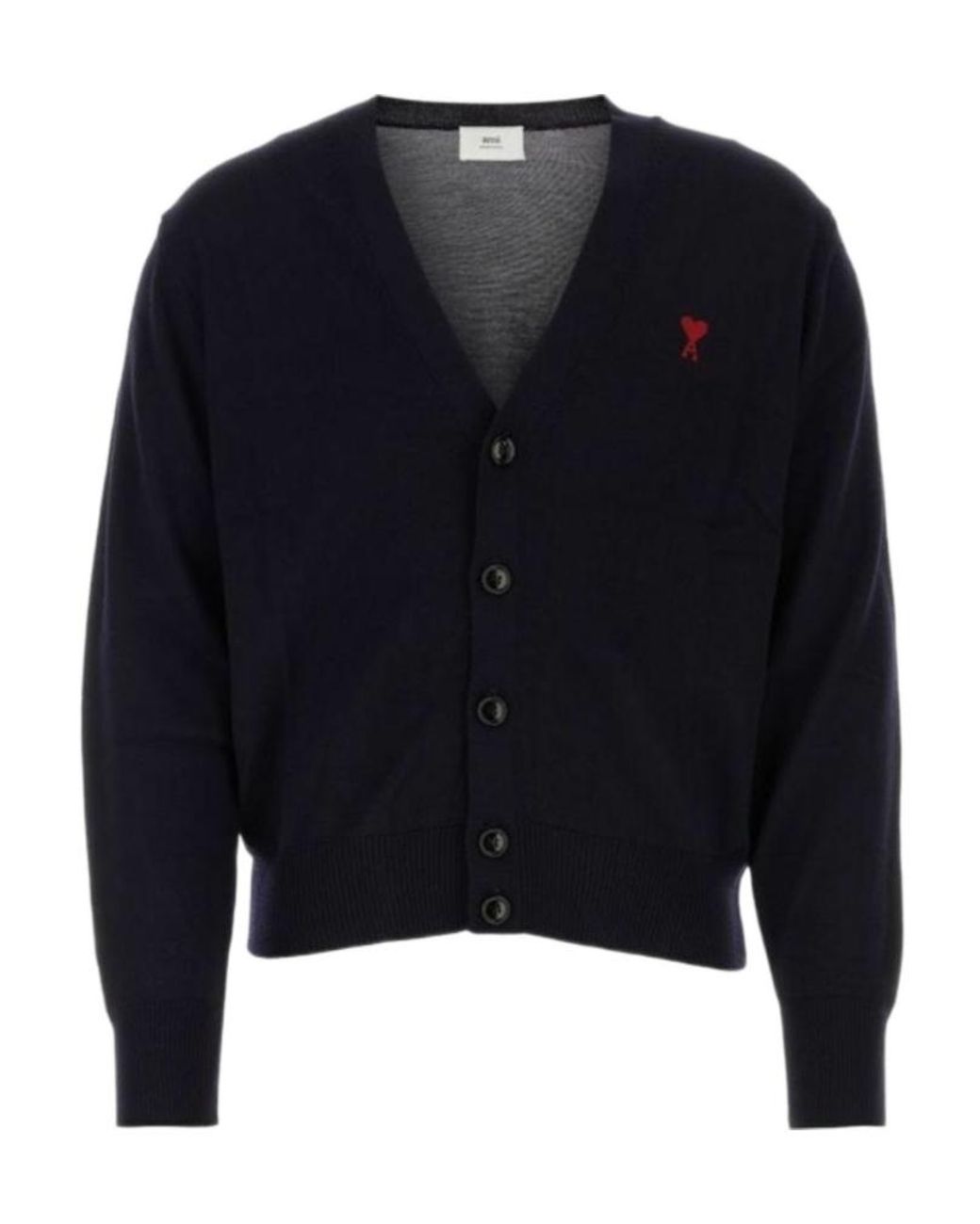 AMI Blue Ami De Coeur Crewneck Knitted Cardigan for men