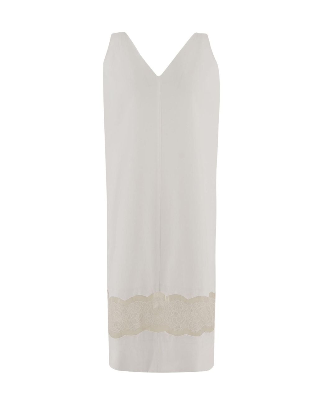 Carven White Lace-Trim V-Neck Dress