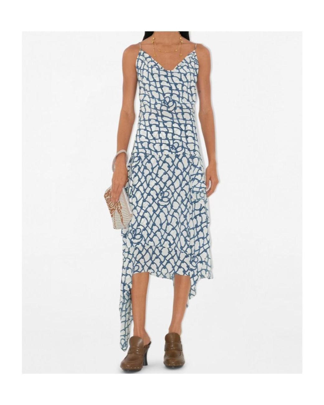 Burberry Blue Allover Knot Printed Tank Top