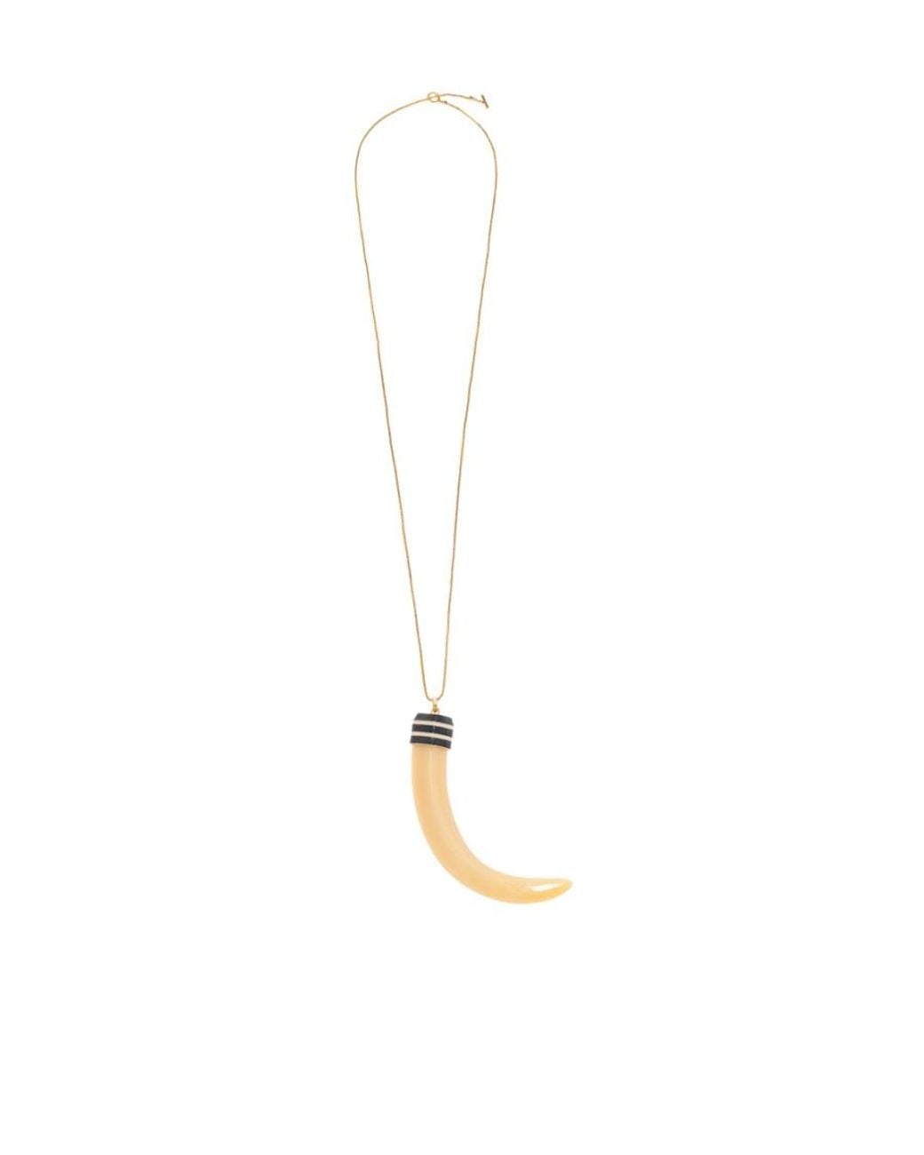 Tory Burch White Horn Pendant Engraved Necklace