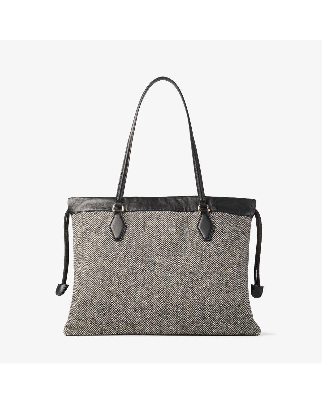 Jimmy Choo Black Blended-Fabric Herringbone Drawstring Shoulder Bag