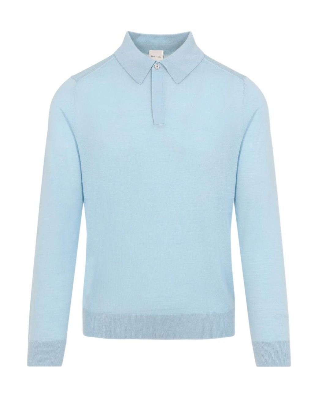 Paul Smith Blue Long-Sleeve Knitted Polo Shirt for men