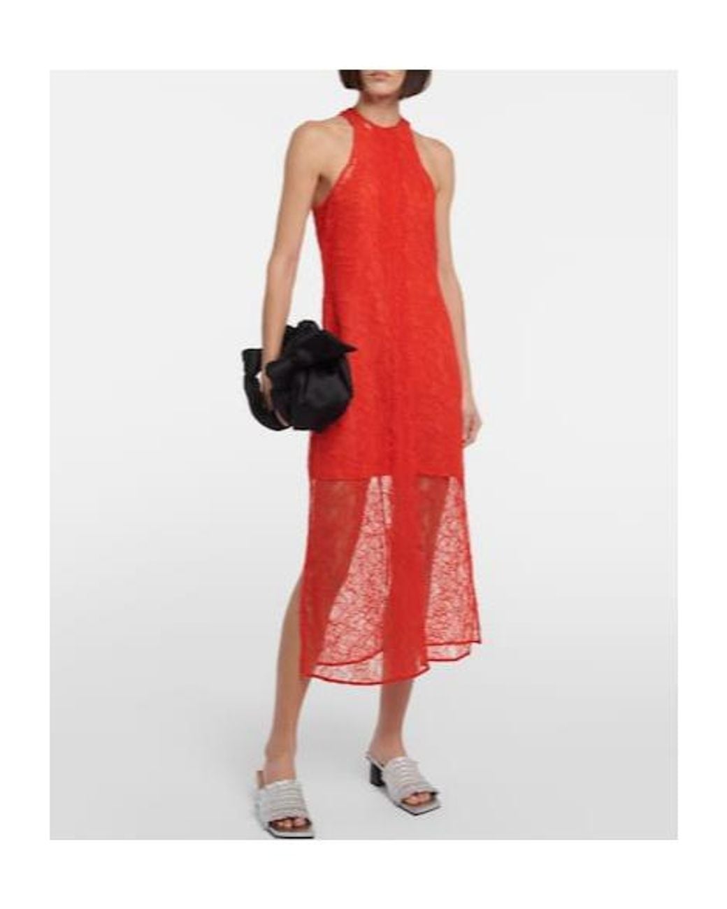 Ganni Red Mid-Length Lace Dress