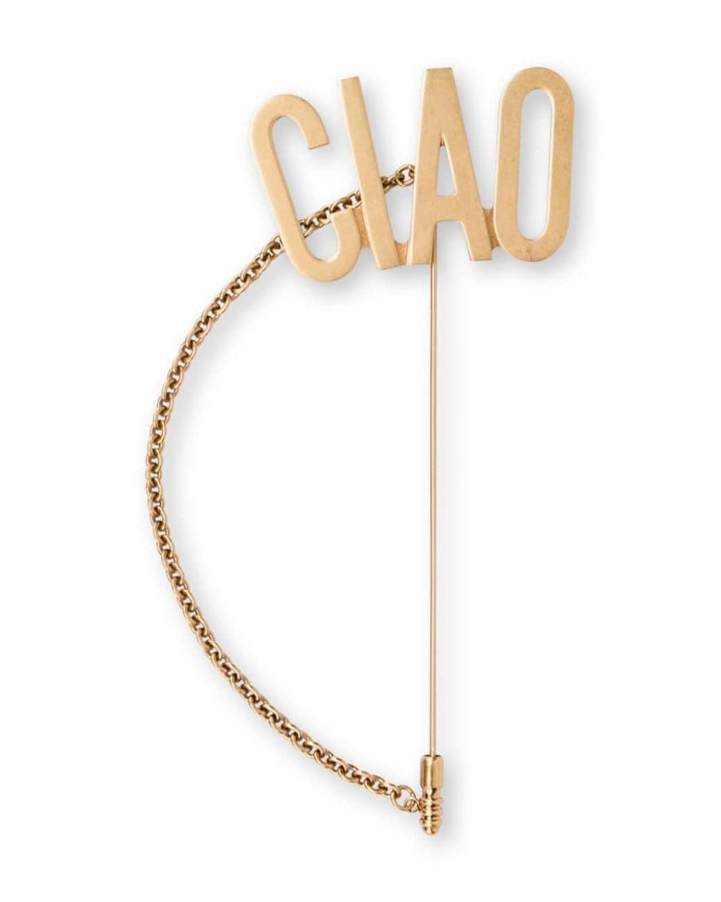 Moschino White Ciao Chain Brooch